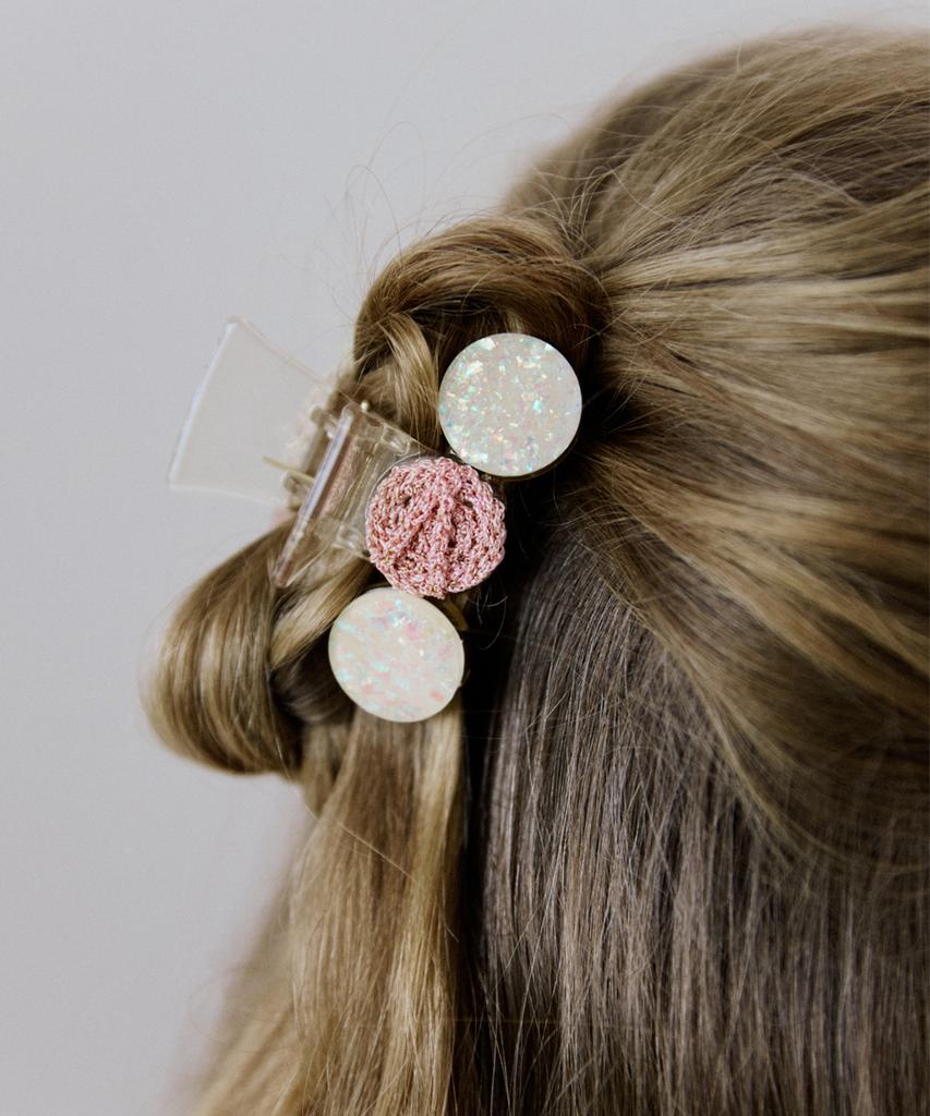 Merrymotive Glitter With Knitted Hair Claw (Beige)