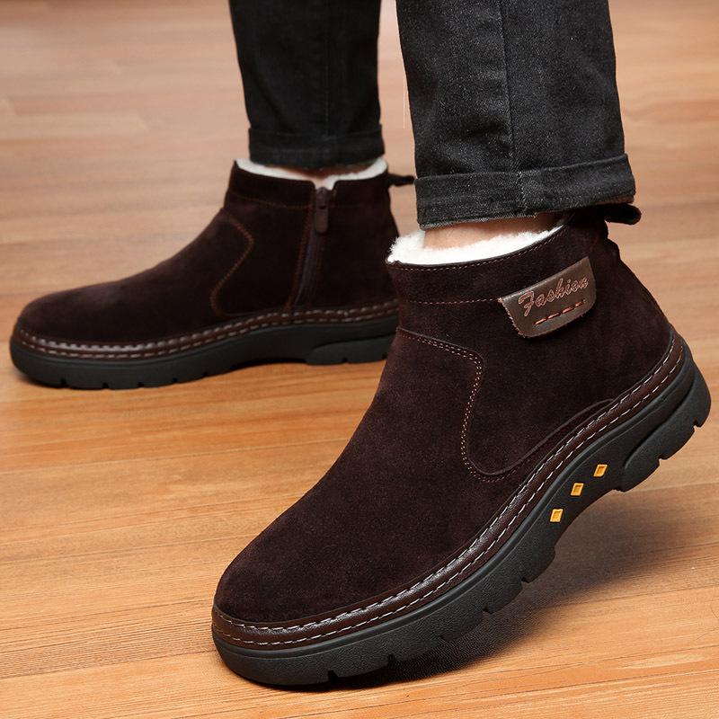 Winter Casual Sneakers Men Boots Suede Warm Snow Boots Work Casual Shoes High Top Non-slip Ankle Boot Big Size 48 Trainer Botas