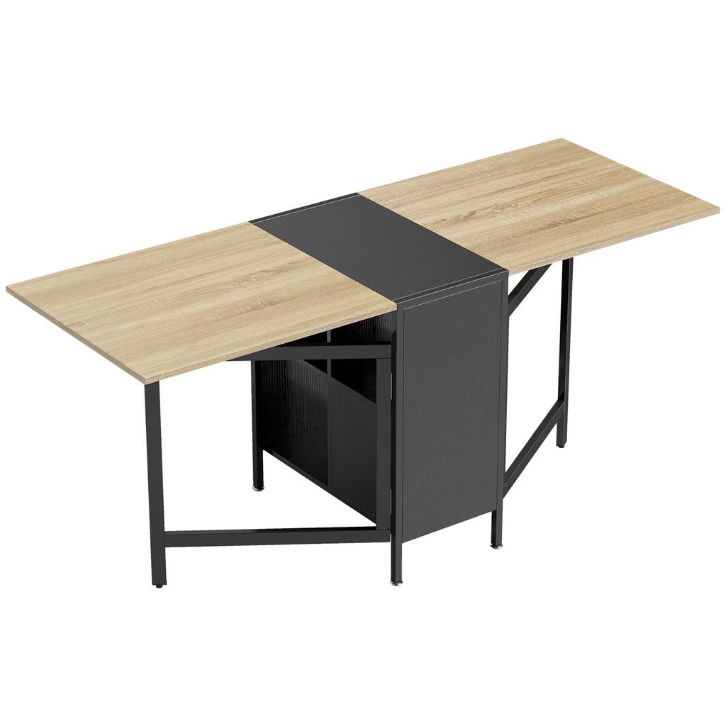 Folding Dining Table with Drop Leaves 4 Compartments 3 Shapes for Kitchen Living Room 169x60x75 cm Dark Natural
