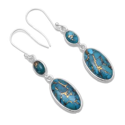 Turquoise Gemstone Earrings Solid 925 Sterling Silver Handmade Earrings Jewelry Gift For Women And Girls E-367