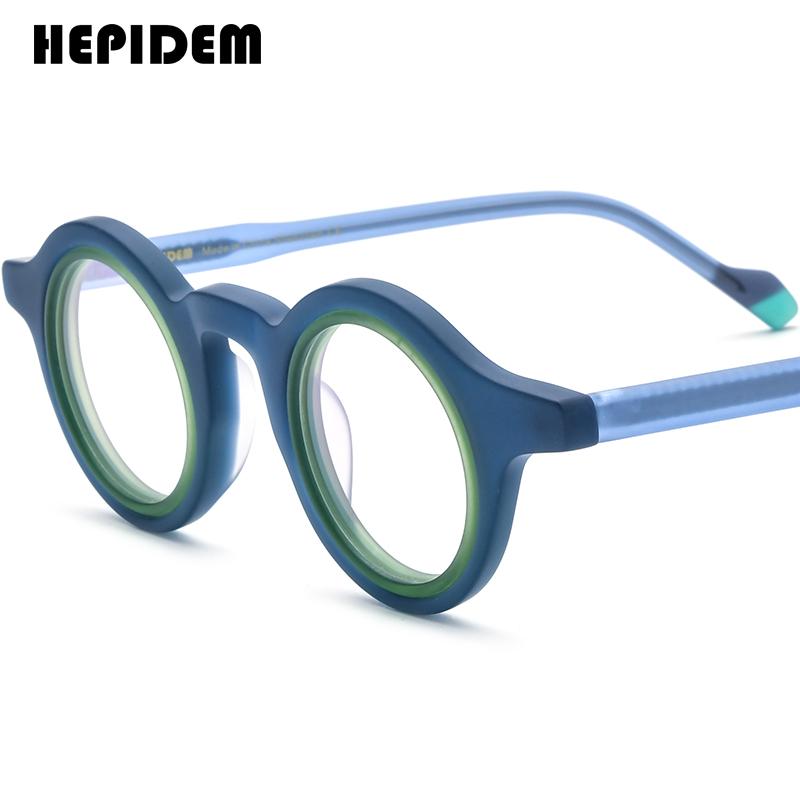 FONEX HEPIDEM Acetate Eyeglasses Frame Men New Round Brand Design Glasses Women Retro Vintage Eyewear Japanese Spectacles 9356