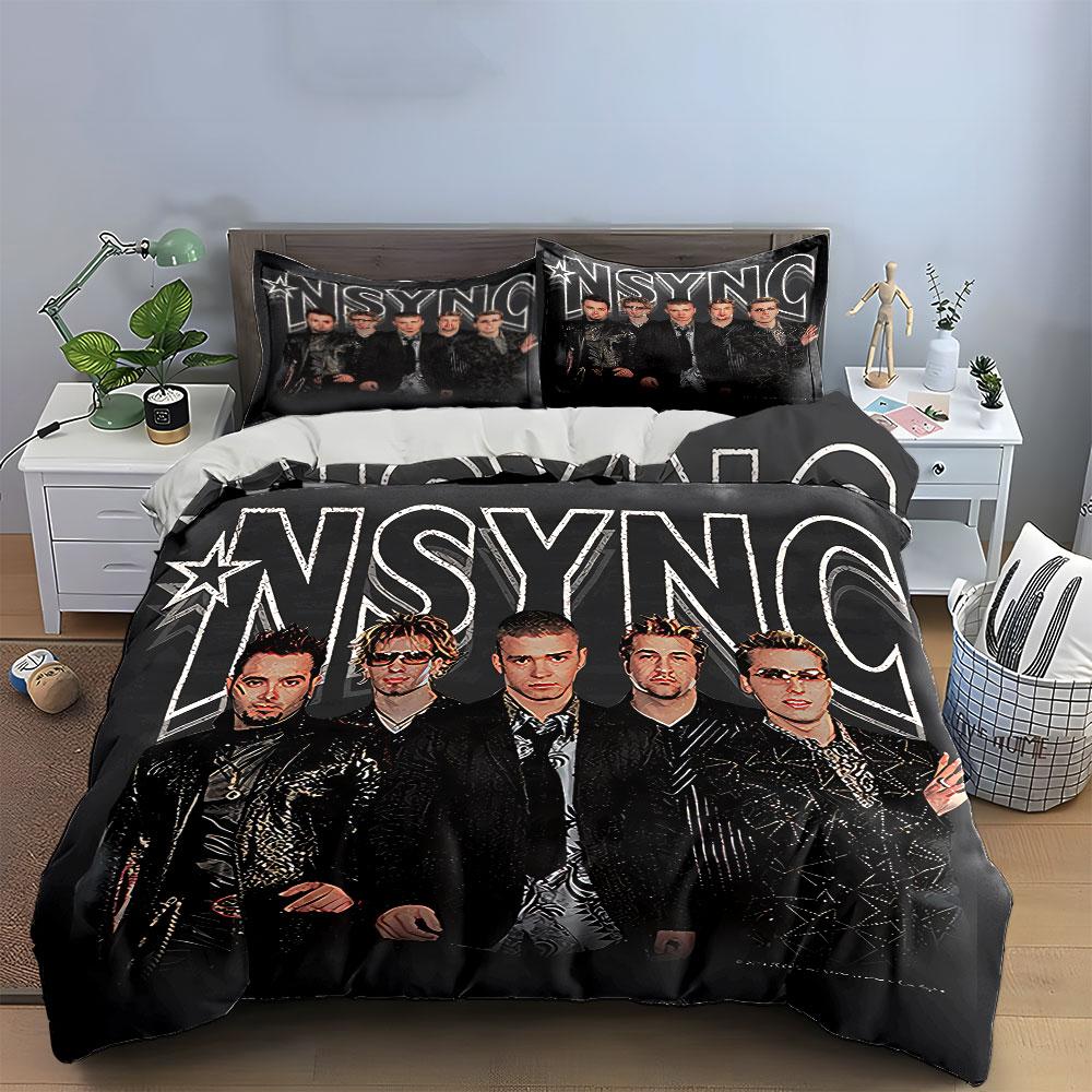 NSYNC Band Graphic Print Set Bedding Duvet Cover Set Duvet Cover Pillowcases (1*Duvet Cover 2*Pillowcases, Without Duvet Insert)