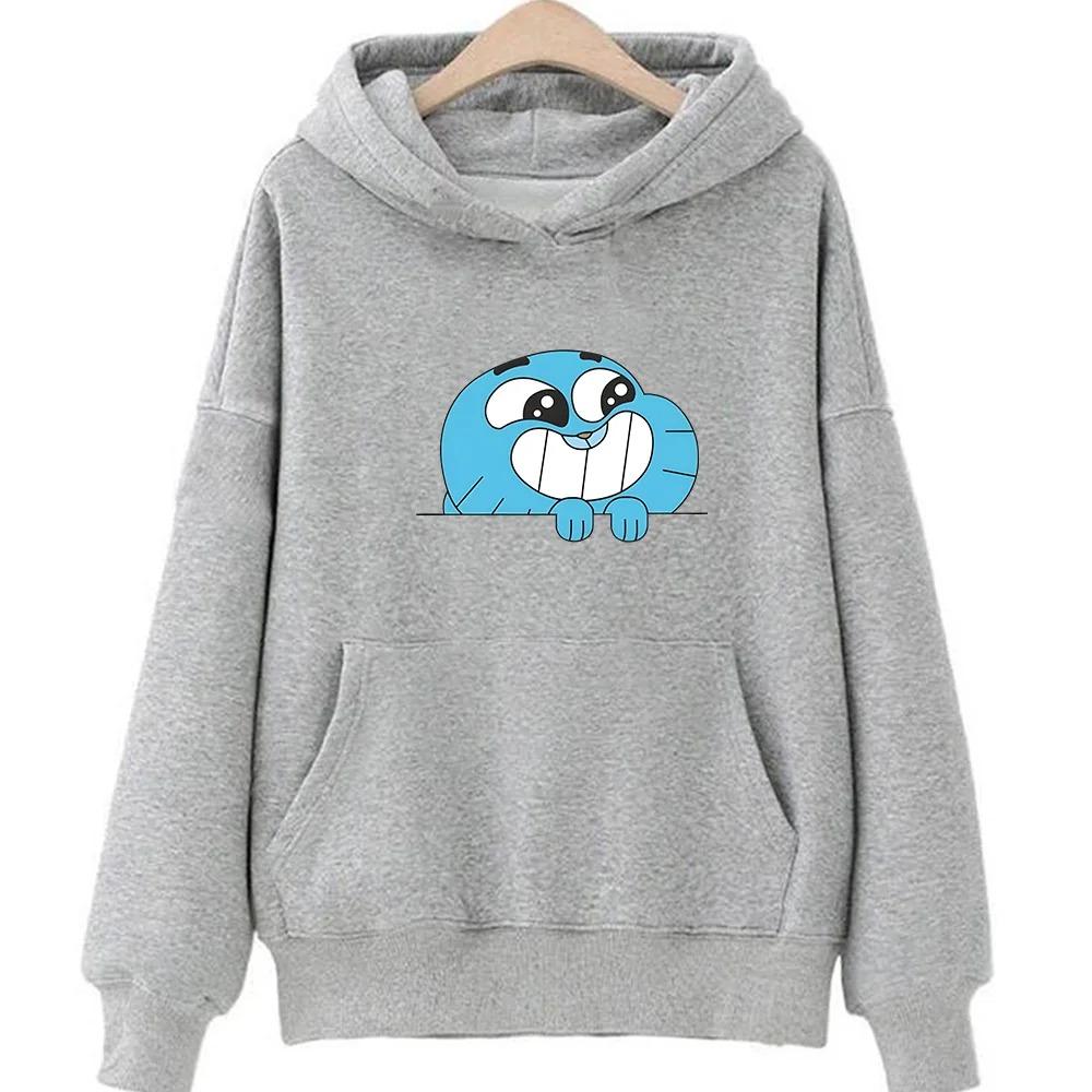 

Gumball Wattersonn Printing Sweatshirts Cute Cartoon Anime Hoodies Women_men Fleece Clothing Autumn Hooded Pullovers Long Sleeve M білий