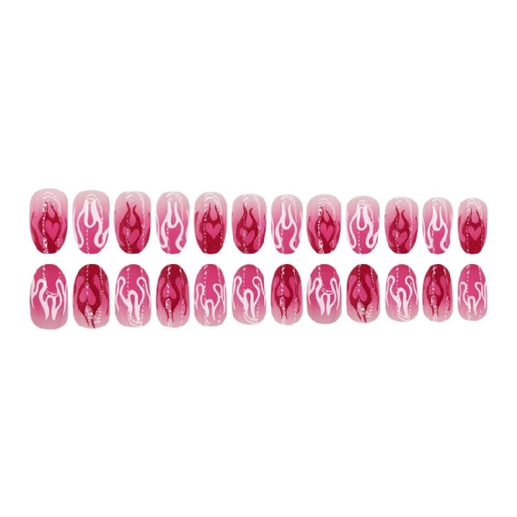 24pcs Short Oval Press On Nail Comfortable Stick On Nail Valentine's Day Manicure Nail Accesories For Special Occasion