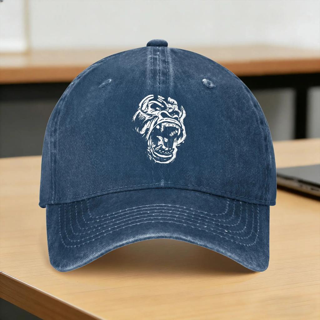 Angry Gorilla Silverback Washed Baseball Cap Casual Sun Trucker Hat Summer UnisexTeens Outdoor Sport Baseball Caps