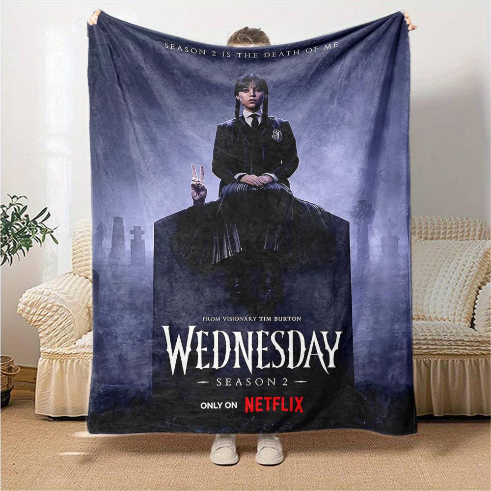 1pc WEDNESDAY SEASON 2 Soft Warm Throw for Home, Office, Trave, All-Season Cozy Bedding Gift, Office Cozy Accessory 1043
