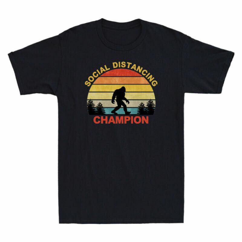 Retro Champion Cotton Bigfoot Distancing Unisexs Funny Social Tee TShirt Vintage S
