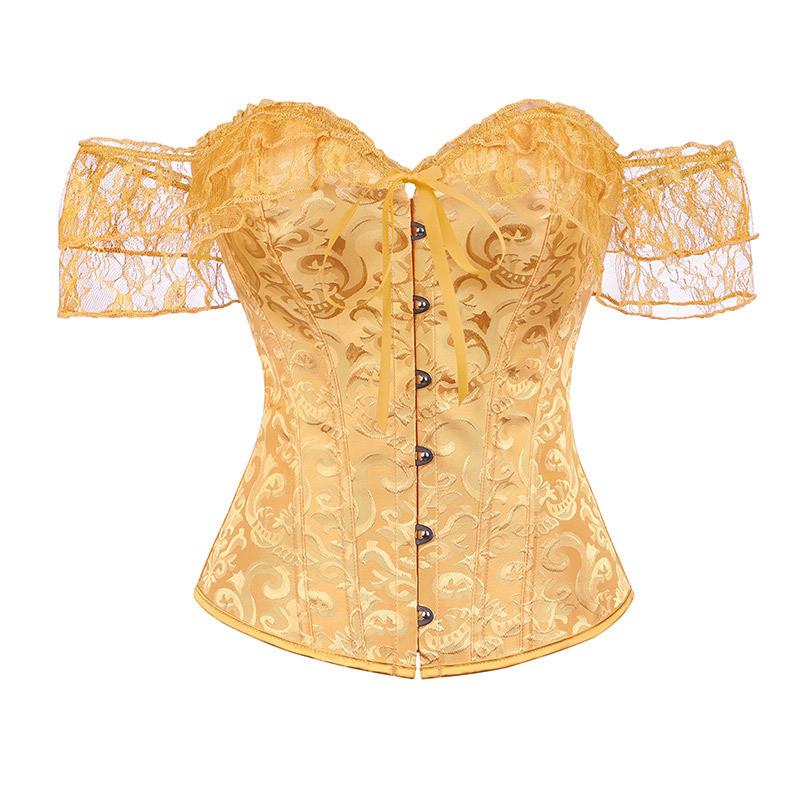 Corset Vintage Lace Trim Waist Shaper With Boning For Women Summer Fashion