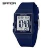 Sanda Lightweight Minimalist Sports Watch: Multi-functional Square Electronic Wristwatch for Men and Women