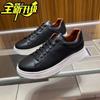 Sports business casual shoes thick-soled heightening men's board shoes low-top lace-up solid color little white shoes breathable new sports shoes