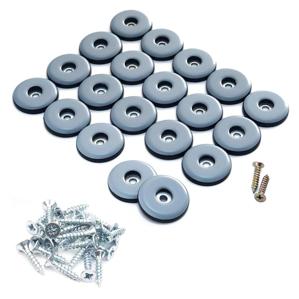 Pack Of 20 Reusable Furniture Sliders With Screws for Wood Floor Chair Leg Protectors Scratch Noise Reductions Glides