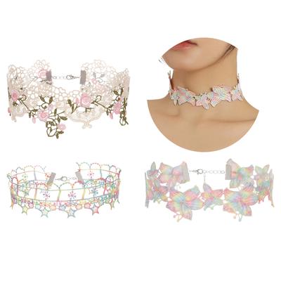 Unique Hollowed Out Lace Choker Necklace Adjustable Length Flower Lace Neckchain Adornment for Fashionable Individuals