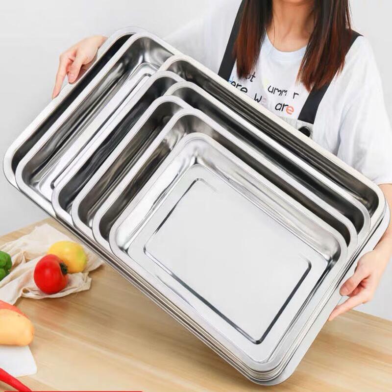 Magnetisches rechteckiges Serviertablett aus Edelstahl