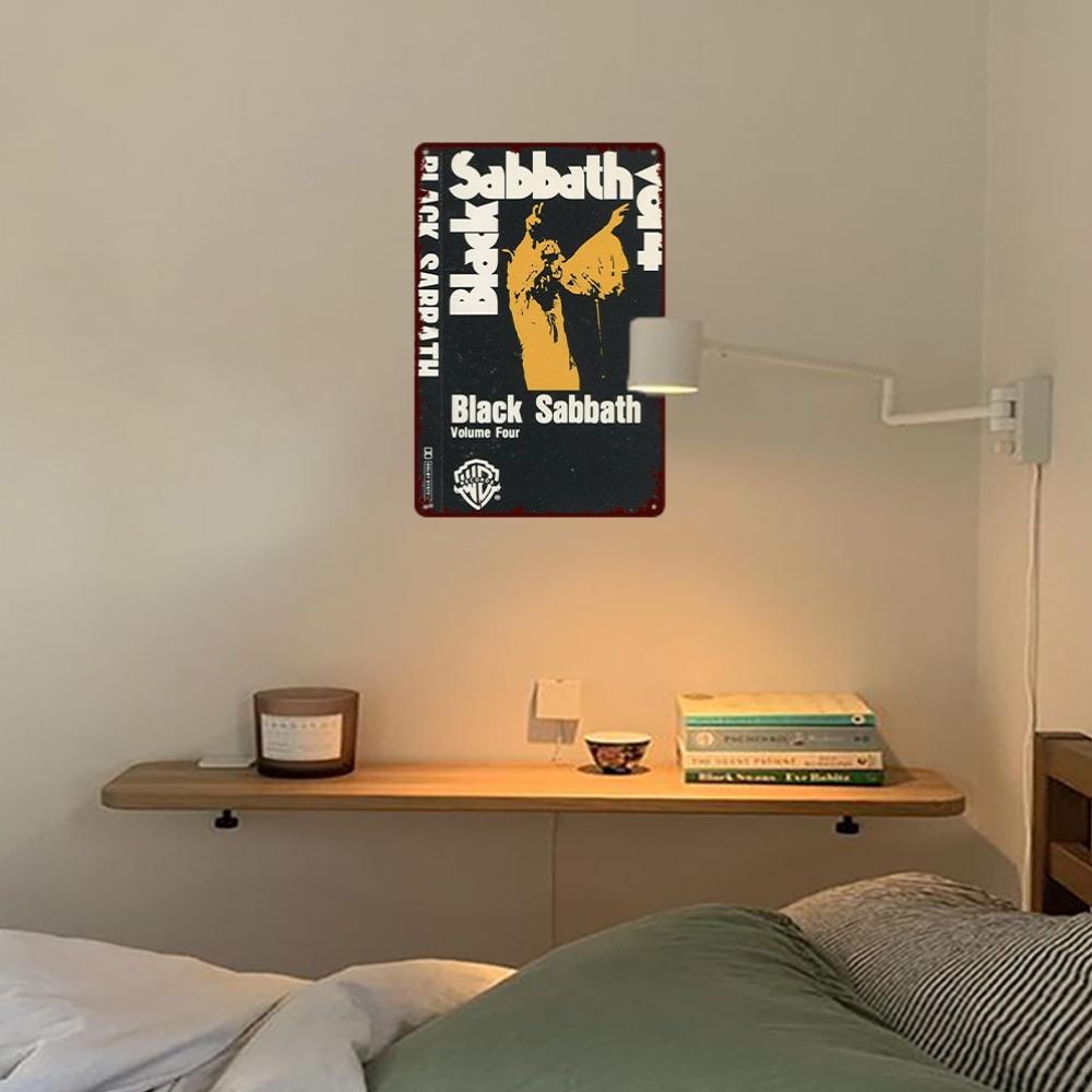'Volume Four' Vintage Tin Sign - Black Sabbath Waterproof Wall Art - Vertical Album Poster with Hanging Rope/Chain