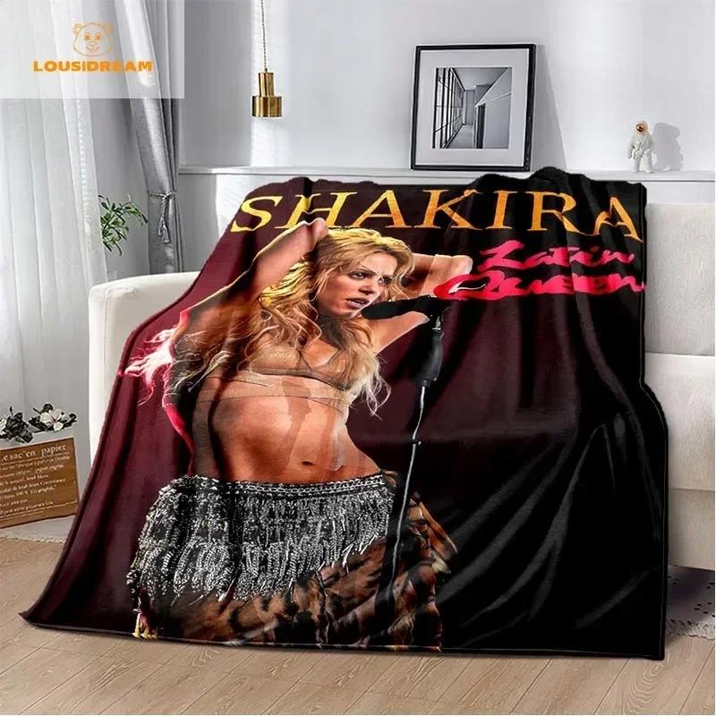 Mode Shakira Merch Pop Kvinnlig Sångare Tryck Flanellfilt Stjärnkonst Bärbar Hem Resa Kontor Vilopaus Julklapp