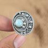 Gift For Women Promise Adjustable Ring 925 Silver Natural Larimar Gemstone