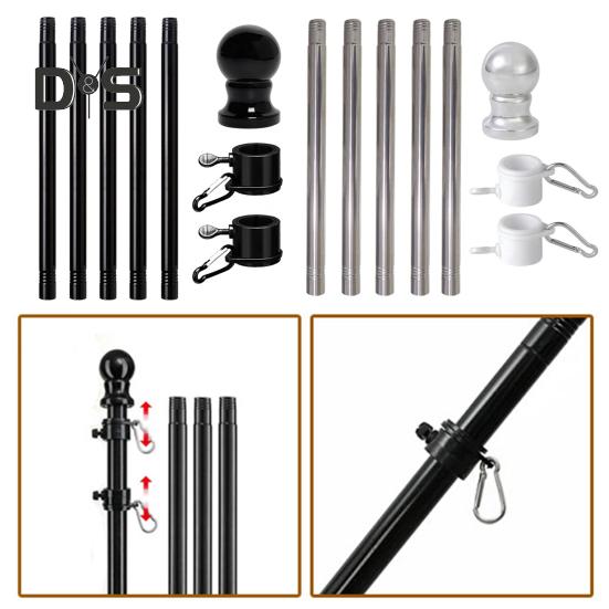 Vlajková tyč Kovová vlajka, která se nezamotá, odolná vůči povětrnostním vlivům Venkovní vlajková tyč Snadná montáž Segmentové vlajkové tyče pro obytné domy s verandou