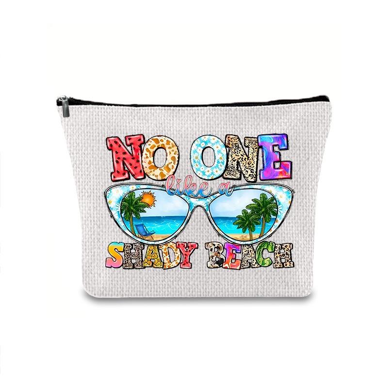 Large Capacity Linen Makeup Bag: Cross-Border Printed Cosmetic Storage with Zipper