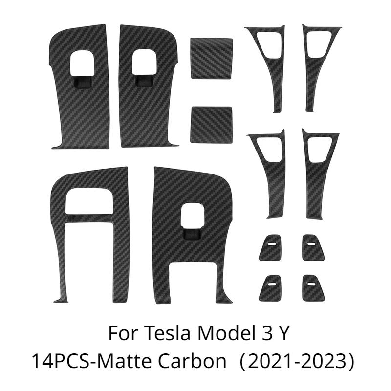 Per Tesla Model 3 Y Maniglia Tirante Porta Finestrino Pulsante Interruttore Alzacristalli Cornice Copertura Adesivo Pannello Modello 3 Highland 2024 Accessori