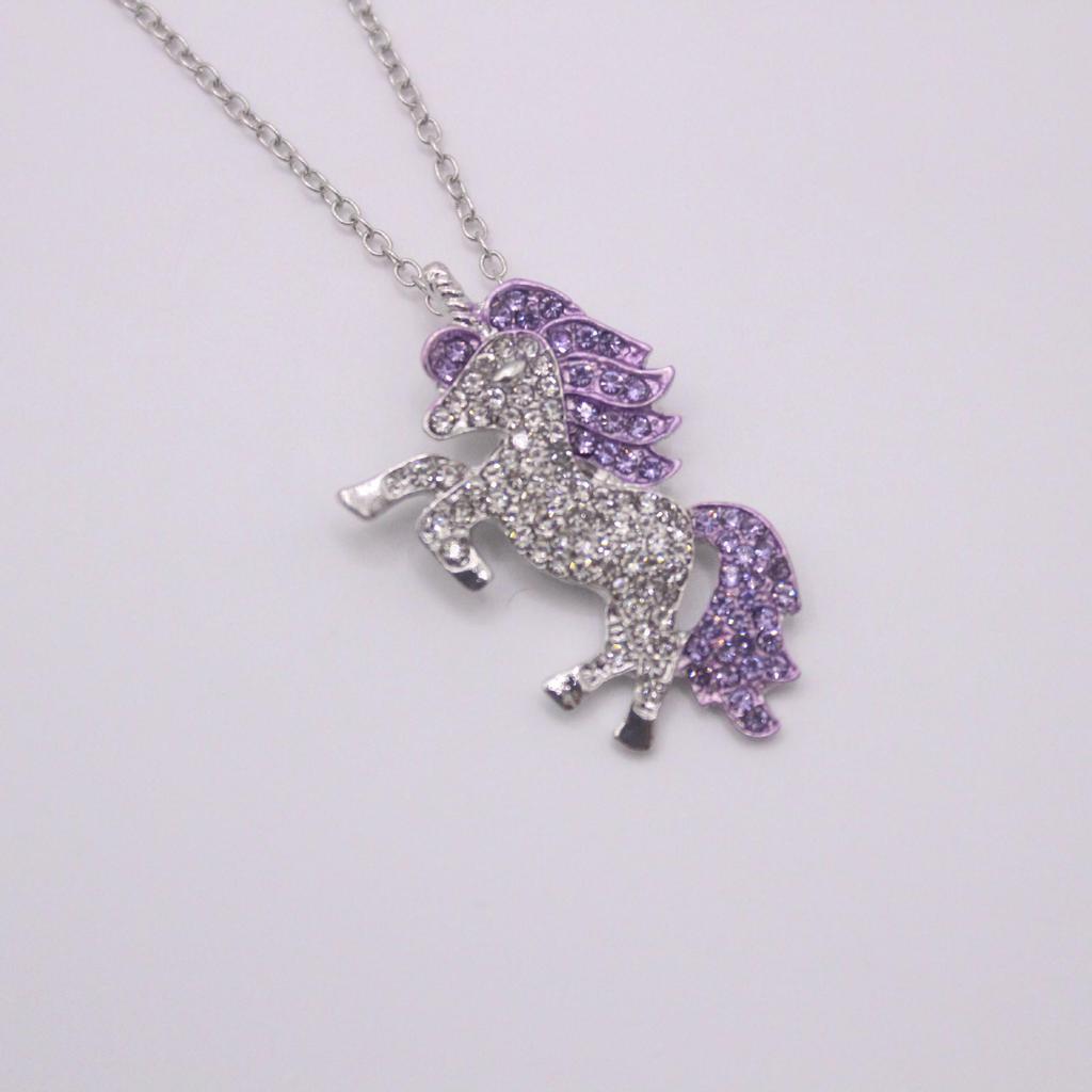 Pegasus Necklace: Micro-Paved Diamond Unicorn Pendant Sweater Chain