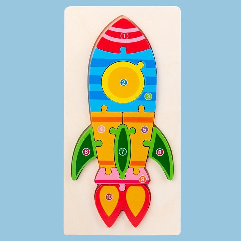 Big Size Cartoon Animal 3D Wooden Puzzle Jigsaw For Children Montessori Assemble Early Education Puzzle Game Toy Baby Gift