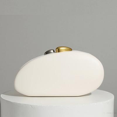 Designer Shell Shape Clutch Bag with Metallic Closure Chain Dinner Purse Women Evening Party Leather Shoulder Crossbody Handbags