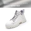 Trend tooling boots women's winter and autumn new high-top casual short boots velvet little white women's shoes platform Martin boots