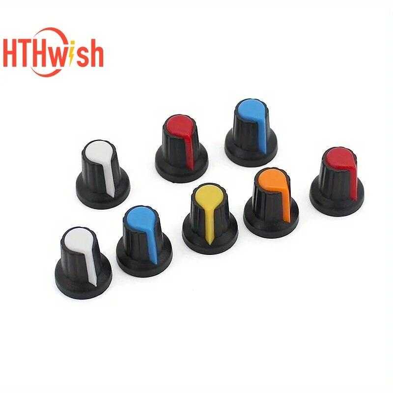 5colors*6pcs=30pcs/lot WH148 potentiometer knobs 15X17mm 6mm  potentiometer 5 colors knob cap Yellow Orange Blue White Red