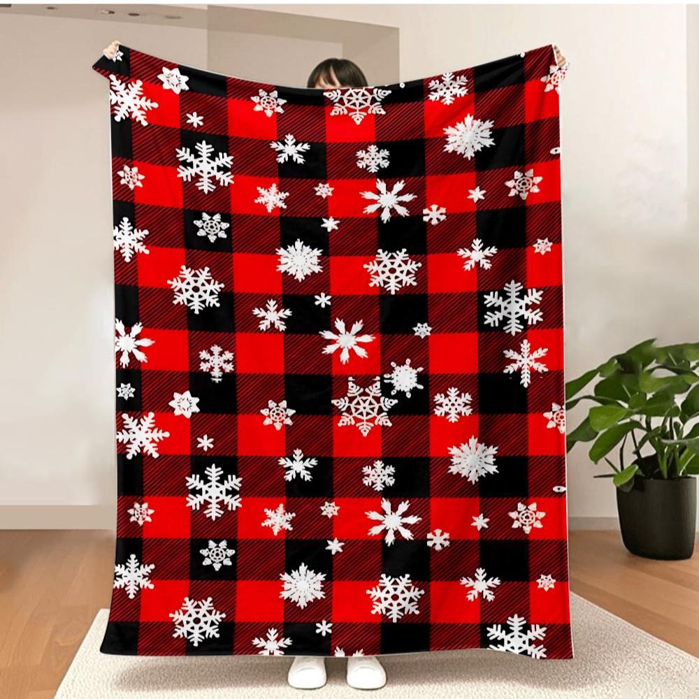 Merry Christmas Blanket Christmas Tree Gingerbread Man Red Flannel Blanket for New Year Christmas Gift for Family Nana Mon Dad