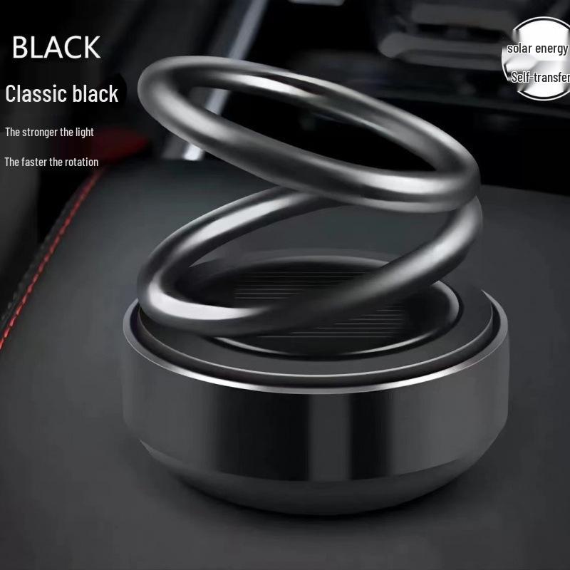 Solar-Powered Rotating Car Perfume with Double Ring Design