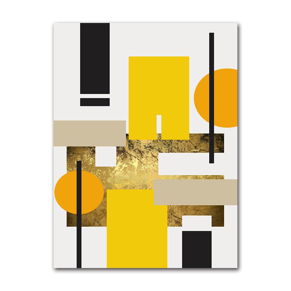 Art Pictures for Living Room Decorative Poster Modern Nordic Decoration Home Canvas Painting Geometric Yellow Abstract Wall