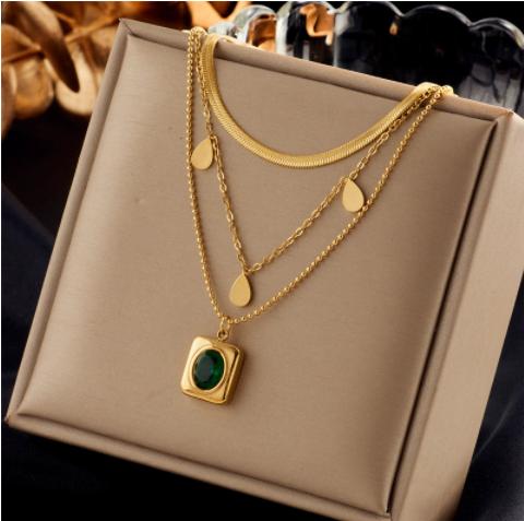 SHC43A-SHC68A Custom Fashion Pendant Necklaces Women's Jewelry Stainless Steel Chokers Pearl Chains Necklace Set for Women Girls
