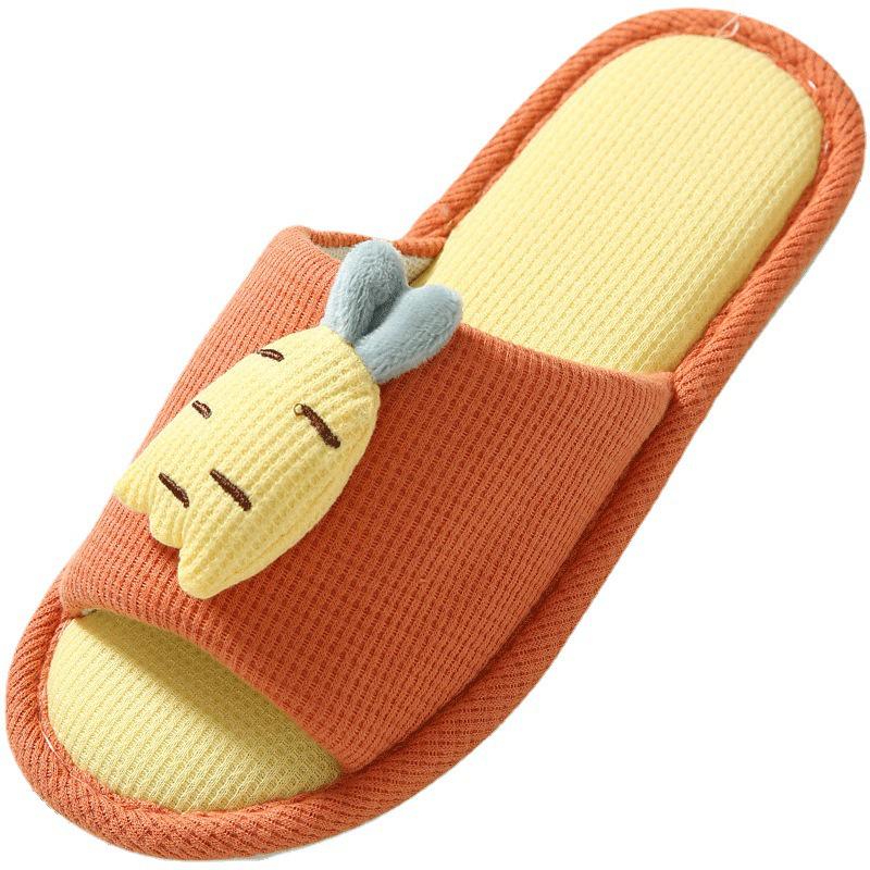 Korean Trend Summer Women's Cartoon Linen High Heel Slippers - Cool, Non-slip, Silent, and Perfect for Indoor Use