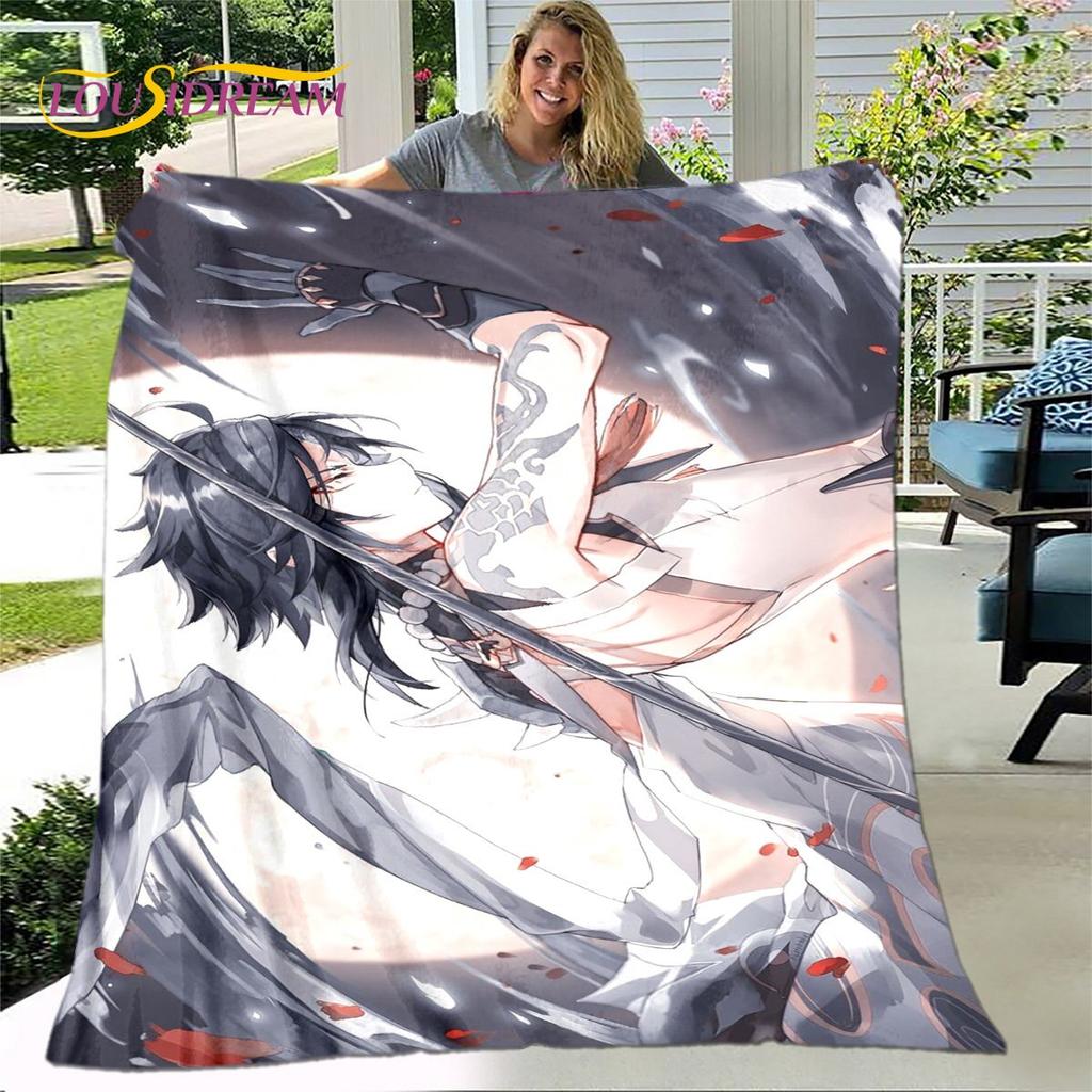 Gra animowana 3D Genshin Impact koc, koc flanelowy rzut koc, miękki ciepły koc do salonu łóżka do sypialni Sofa prezent