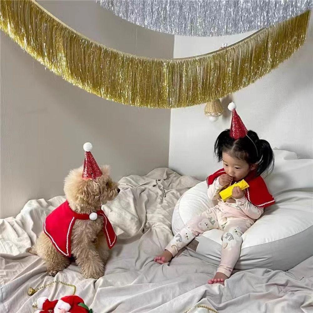 Multicolor Drizzle Garland Encryption Metallic Tinsel Tassel String Background Ornament Thickening Metallic Foil Fringe