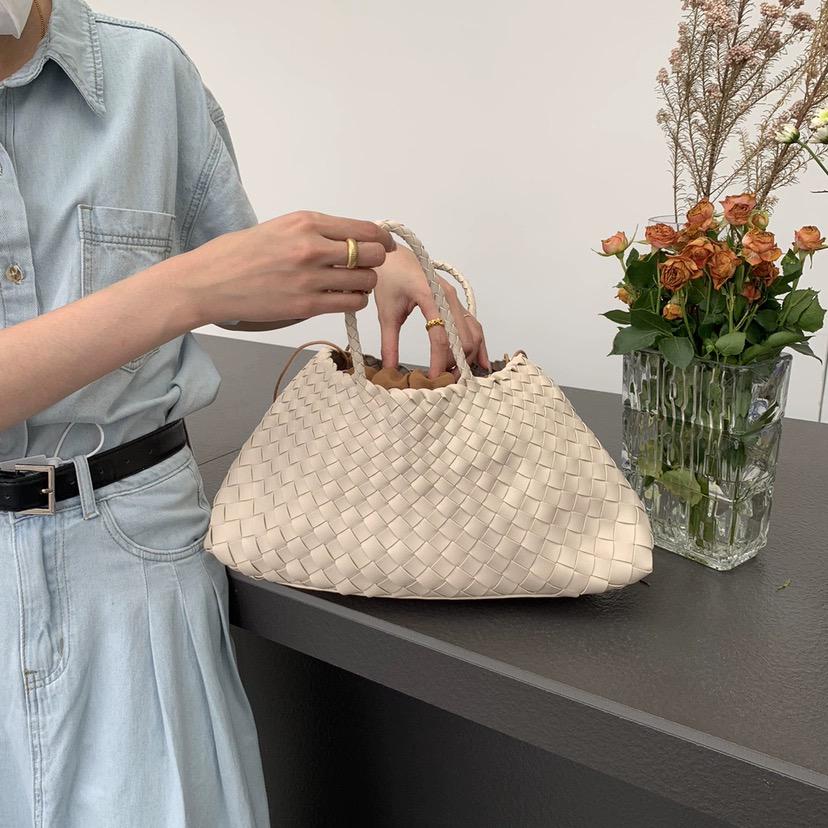 2024 Vintage Dámská Velkokapacitní Tkaná Kožená Nákupní Kabelka