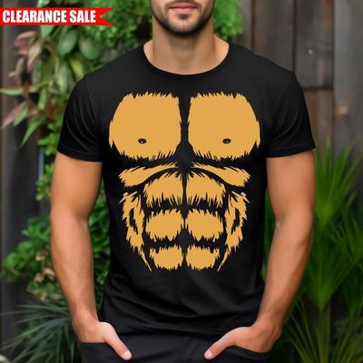 Gorilla Chest T-Shirt Hairy Chest Sixpack Printed Funny Halloween Costume T Top