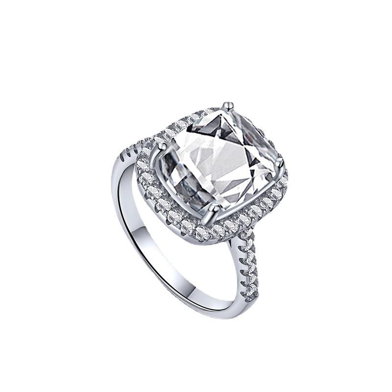 Tancise Women Classic 925 Sterling Silver  Zircon Ring Ladies Jewelry Wedding Promise Party Gift