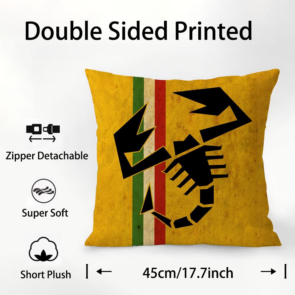 Brand A-Abarth Scorpion Pillow Case Plush Fabric Soft Double Sided Print Sofa Cushion Cover Throw Pillow Covers