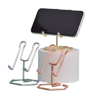 Handyhalter aus Metall für Tischplatte Rutschfest Handyhalterung Fauler Halter Organizer Aufbewahrung für Handy-Ausstellung