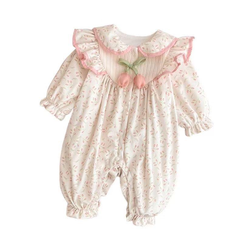 Babyjente Vår-Høst Tulipan Romper: Dobbeltlagsantrekk for 1-åringer