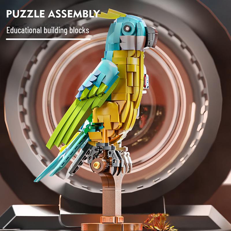 Lego-Compatible Mechanical Parrot, Shark, Whale, and Octopus Assembly Model Toys