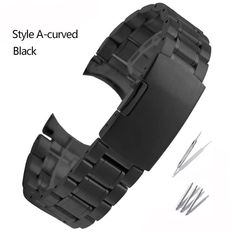 Hochwertiges Edelstahlarmband für Casio Tissot Seiko Citizen Metallarmband mit flachem/gebogenem Ende Uhrenkette 20 mm 22 mm