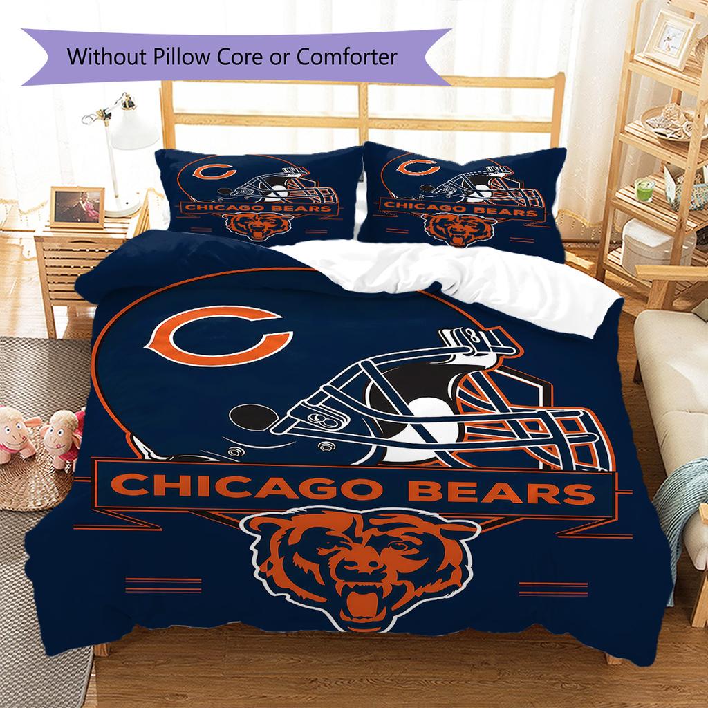 Set Biancheria da Letto con Fantasia Chicago Bears Copripiumino Federa Decorazione per la Casa Regalo (1 * copripiumino + 2 * federa, senza nucleo)