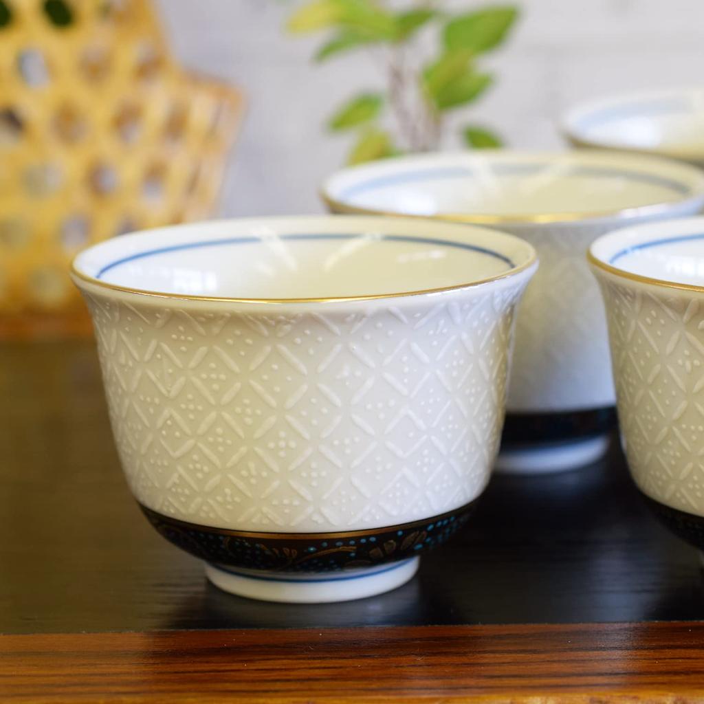 Stylish Kutani Set of White for Luxury Japanese Tableware Teacup, Ware, Teacup, 5, Cloisonné Pottery, Brand, Guests,