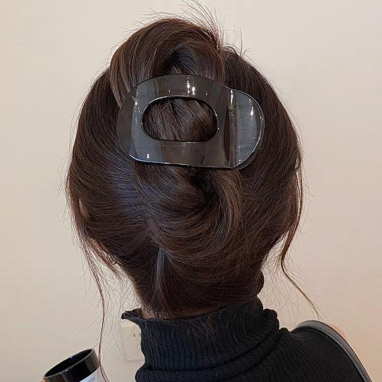 Vintage Abalone Curved Hair Clip - Large Duckbill Claw for Women's Updo, Gentle On Hair