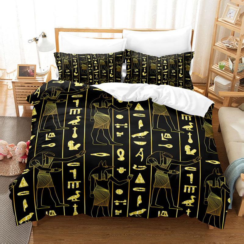 Egyptian Printing Series Bedding 3D Digital Printing Three-Piece Set