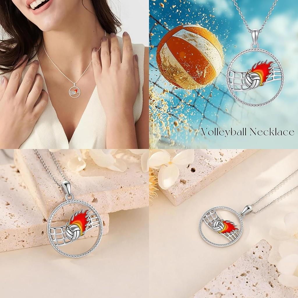 Hollow Pendant Volleyball Necklace Oil Finish Alloy Chain Enthusiasts Fashion