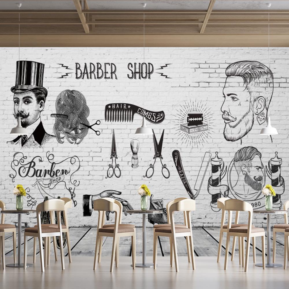Barber Shop 3d Wall Murals Wallpaper Vintage Modern Hair Salon Wallpaper Suitable For Barber Shop Beauty Salon Murals