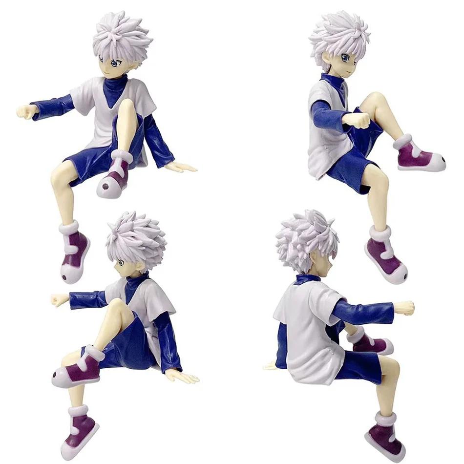 Hot Anime Full Time Hunter Character Sitting Posture Qiben Sitting Posture Xiaojie  Killua Desktop Ornament Trendy PVC Model Toy
